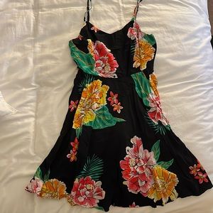 Summery Black & Floral Tank Dress